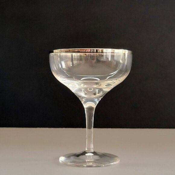 Vintage Lenox Weatherly Champagne Glass Set of 2, Platinum Trim, c1960-80s - Picture 3 of 9